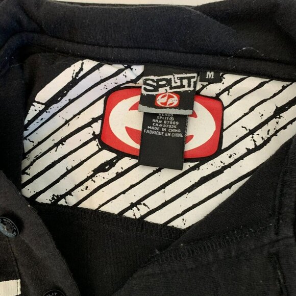 Split Men's Cotton Blend Striped Logo Short Sleeve Polo Shirt Black Size Medium - Picture 5 of 8